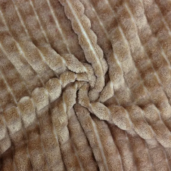Трикотажное полотно Велсофт полоски (светло-коричневый) купить оптом в Беларуси