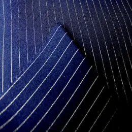 Ткань костюмная  Габардин полоска (синий)