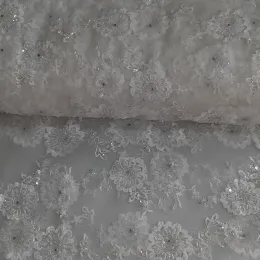 Кружево расшитое бисером (белый)